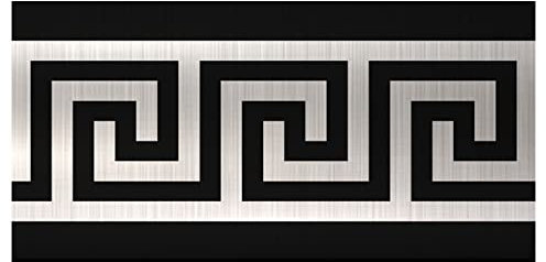 funlife 3 Rolle Selbstklebende Bordüre, Tapetenbordüre Selbstklebend Wandtatoo in griechischem Stil, Wandbordüre Klebefolie für Bad Spiegel Küche Fliesen, wasserdichte Raumdekoration, 10x200cm, Silber