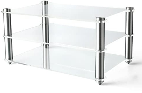 KGUSS Mini Audio Component Rack Acrilico 2-Layer Alluminio Titolari Piccolo Desktop Trasparente Rack per Apparecchiature Audio HiFi Amplificatore Dac Amplificatore Amp