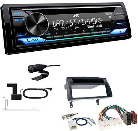 JVC KD-DB922BT 1-DIN Autoradio CD-Receiver Bluetooth DAB+ Digital Radio Einbauset passend für Toyota Corolla 2001-2007 dunkelgrau