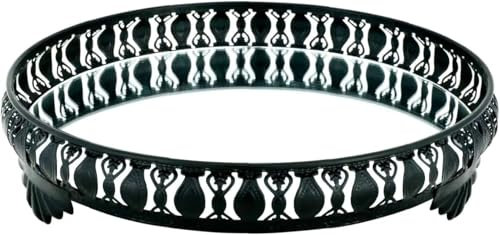 MF Dekotablett Spiegel Tablett Kerzen Deko Teller Rund Chic Shabby Schwarz oder Silber Metall Landhaus Vintage (Schwarz)