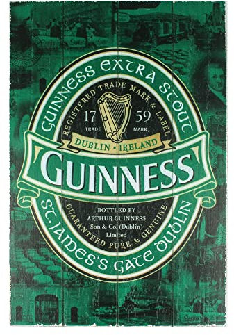 Cartello in legno Guinness - Design dell'etichetta Irlanda
