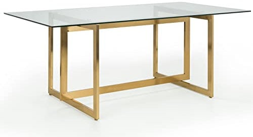 Julian Bowen Minori Esstisch, Glas & Gold, 76cm x 200cm x 100cm