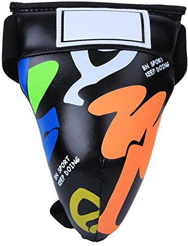 SUNGOOYUE Kinder Suspensorium, Weicher PU Schwamm Graffiti Kinder Suspensorium Tiefschutz Schutzausrüstung für Boxen Sanda Taekwondo Training (Schwarz)