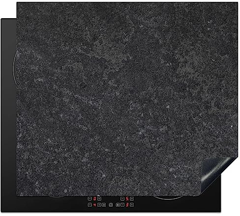KitchenYeah© Herdabdeckplatte Einteilig Küche Abdeckplatte für Ceranfeld | 60x52 cm - Abdeckung Induktionskochfeld Platte Aufrollbare Matte Beton - Grau - Structure - Retro - Industrial