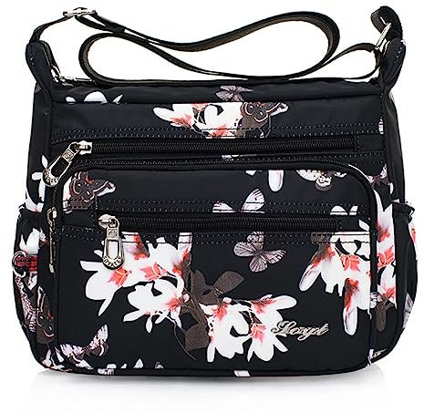HERCMNOY Umhängetasche für Damen, Umhängetasche, Handtasche, Geldbörse, Freizeit, Reisen, mehrere Taschen, Kuriertasche, Magnolia, 26cm x 9cm x 21cm