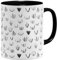 OM3® witzige Kaffeetasse mit Vaginas Vulva Tasse Muschi Rundherum-Muster | Keramik Becher | 11oz 325ml | Rundumdruck | Schwarz