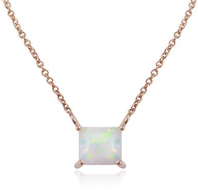 Epinki 14K Rose Gold Necklace for Women, Opal Simple Pendant Pendant Necklace Jewellery Chain Length 18 Inch