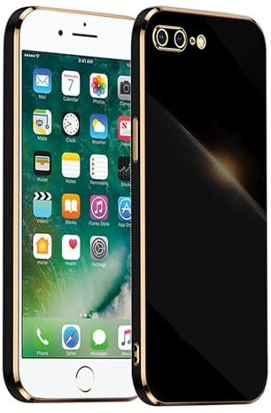 POUHYE Cover per IPhone 7 Plus/IPhone 8 Plus Custodia Originale, Sottile Morbido Silicone Cover con Protezione Fotocamera, TPU Antiurto Protezione Case per IPhone 7 Plus/IPhone 8 Plus Nero