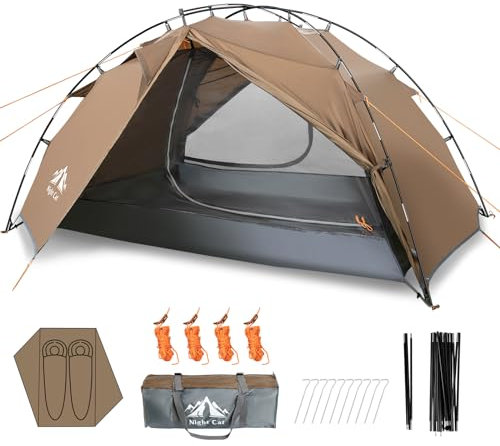 Night Cat Camping Zelt 2 Personen: Wasserdicht Campingzelt 2 Man Zente Zwei Schichten Einfache Einstellung Leicht Für Trekking Wandern Garten
