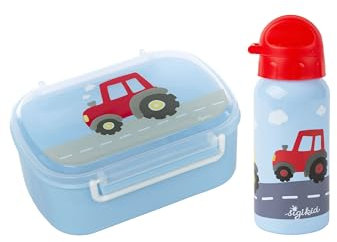 SIGIKID Kindergarten-Set Trinkflasche & Brotdose Blau Traktor,Onesize