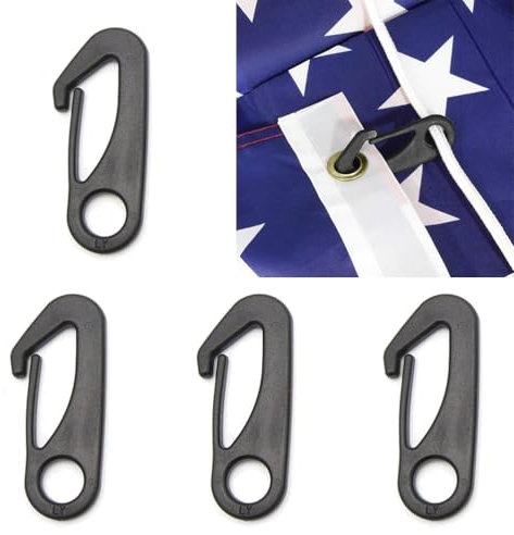 Fc'Noqgn 4 Stück Hochleistungs-Fahnenmast-Kletterhaken - Fahnenmast-Befestigungsset - Befestigt die Fahnenöse am Fall - Schwarz