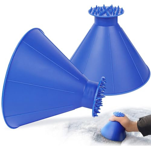 JOLIGAEA 2 Stück Eiskratzer Auto Rund mit Trichter Runde 360 Grad Eiskratzer Kegel für Auto Fensterscheiben Magical Ice Removal Schnell Tool für Geeignet Auto SUV