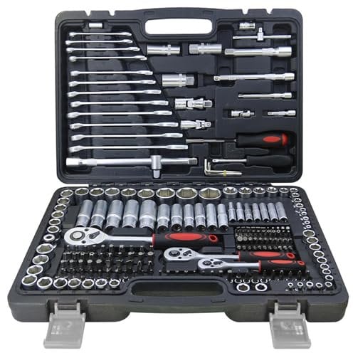 Beswitory 216 Pieces 1/4&1/2&3/8 Socket Wrench Set,Drive Ratchet Wrench Bits & Driver,with Flexible Extension Rods,Quick Release Reversible Ratchet,Spanner Sets for Auto Repairing and Household