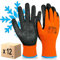 MK-Glove Warme Arbeitshandschuhe (12 Paar) - Winter Bauhandschuhe mit Latex-Beschichtung - Thermo-arbeitshandschuhe Abriebfest - Heren Sicherheitshandschuhe - Größe 9-L