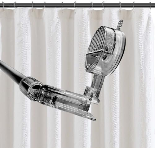 Shower Rod Extendable 47.2-82.7 Inches Shower Curtain Rail Tension Curtain Rod Shower Curtain Rods 180° Rotationtension Shower Rod Including 2 Holder For Shower Bedroom (Black And White)(Black)