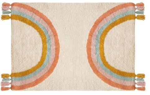 Atmosphera Kids Kinderteppich, rechteckig, mit Bommeln, Regenbogen, 100 x 150 cm, mehrfarbig