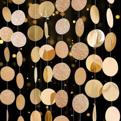 4 Stück Glitzer Deko Party,Papier Girlande Geburtstag,Bunt Glitzer Girlande,4m Kreis Banner Girlanden,Hängende Iridescent Runde Garland Dekoration,für Geburtstag Hochzeit Aufhängen Party Deko (Rosa)