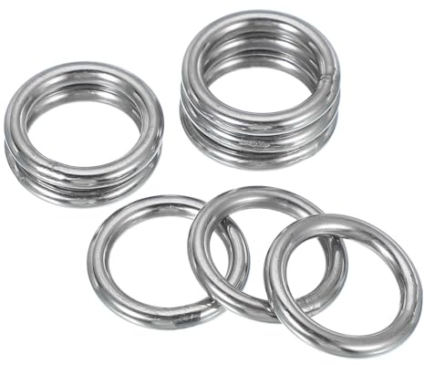 PATIKIL 8 Stück 5x35mm Metall O-Ringe, 304-Edelstahl O-Ring, geschweißte Rundringe, Taschenzubehör, Metallringe, DIY-Zubehör für Gürtel, Nähen, Hundehalsbänder, Karabiner, Gurtbänder