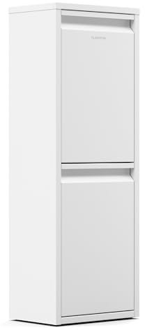 KLARSTEIN Poubelle Double - 36 L Tri Sélectif Cuisine, 2 Compartiments 18 L, Acier Inoxydable, Design Mural Compact, Portes Séparées, Montage Inclus, Blanc
