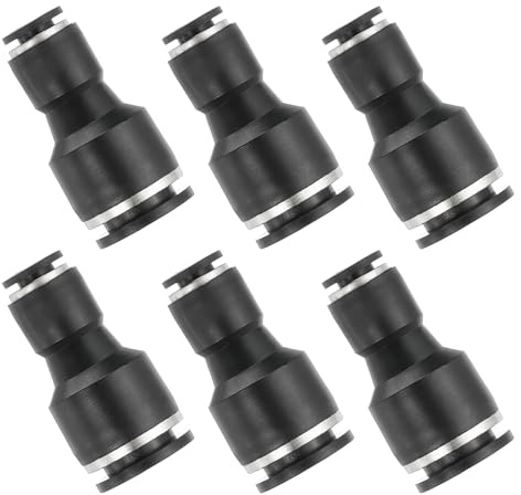 PATIKIL 6 Stück 3/16 x 1/2 Pneumatik Steckverbinder, Gerade Schlauchverbinder, Druckluftkupplung für Verbindung von Luft Schlauch, Pneumatik Stecker Fitting, Schwarz