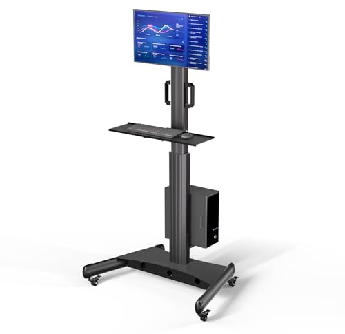 BEWISER Computer Lab Cart for 15–32 Inch Monitors, Mobile Computer Trolley,PC Workstation Desk for Dental Clinics, Healthcare and Nursing