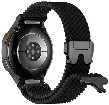 Ein Klick Geflochtenes Armband für Samsung Galaxy Watch 7 6 5 4 FE 40mm 44mm/6&4 Classic 46 42 47 43 mm/5Pro 45mm,Elastisches Nylon Strap Fallschirmverschluss Sport Band für Samsung Watch 7 4 6 5 FE