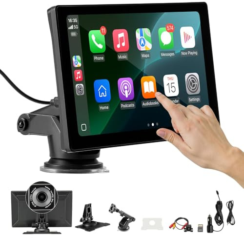 VEVOR Autoradio sans Fil, Écran Central Tactile HD 22,9 cm, Compatible avec Apple CarPlay et Android Auto, avec Caméra Avant et de Recul, Commande Vocale, Mirror Link, Bluetooth, Navigation GPS