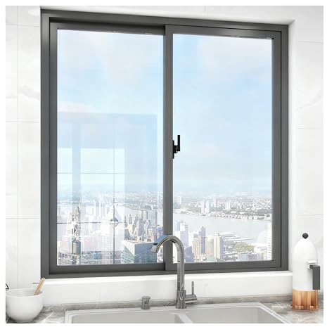 SHAARI KüChen-Schiebefenster, Aluminium-LüFtungsfenster, Mit Fliegengitter Und GehäRtetem Glas Geeignet für Keller, Wohnmobile(40x40cm)