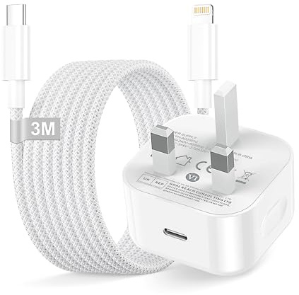 iPhone Charger Fast Charge, 20W iPhone Fast Charger with Lightning Cable 3M | [Apple MFi Certified] USB C Plug Phone charger for iPhone 14 13 12 11 Pro Max Mini/8 Plus/XS/XR/SE/iPad/iPod
