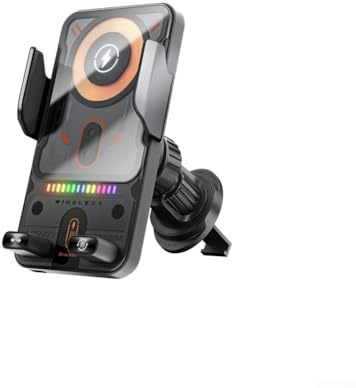 Cargador de coche inalámbrico de 15 W con fijación automática, funcionamiento con un botón, admite varios niveles de salida para una carga eficiente del teléfono (plata)