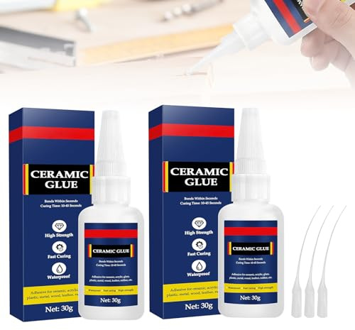 Rudfovn 2 Pcs Plastic Glue, 30g All Purpose Instant Strong Glues with Anti Clog Cap for Model, Plastic, Glass, Wood