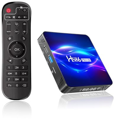 8K TV Box Android 14.0 RK3566 Chipset, New 2026 2K 4K@60FPS Android Box 8GB RAM 128GB ROM Support Ethernet 1000M LAN Dual-WiFi6 2.4G/5.8G 3D HDR10+ BT5.0 Smart TV Box with IR Remote Control HS86 PRO20