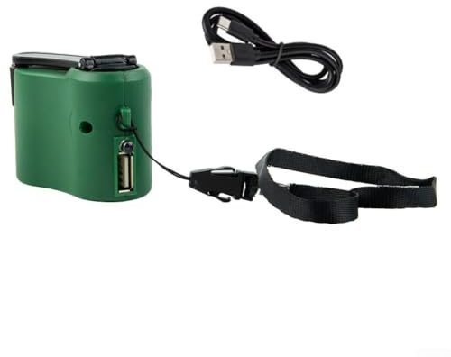USB Handkurbel Ladegerät Tragbarer Notfall Stromgenerator mit Kurbelmechanismus für Handy und Digitale Geräte Für Ideal für Camping Reisen Outdoor Aktivitäten und Krisenvorsorge(Green)