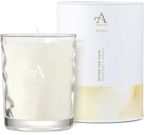 Arran Sense of Scotland After The Rain Scented Glass Candle (35cl) with Rose Petals, Musk, Floral Citrus & Soft Woods, Approx 35hr Burn Time