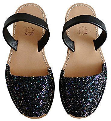 Avarcas menorquínas con Plataforma/cuña 2,5 cm, Abarcas, Albarcas, Sandalias (40, Glitter Lilas)