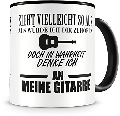 Samunshi® Tasse Gitarre mit Spruch Geschenke für Musiker Gitarre Geschenk Kaffeetasse Tassen Kaffeebecher schwarz 300ml H:95mm/D:82mm schwarz