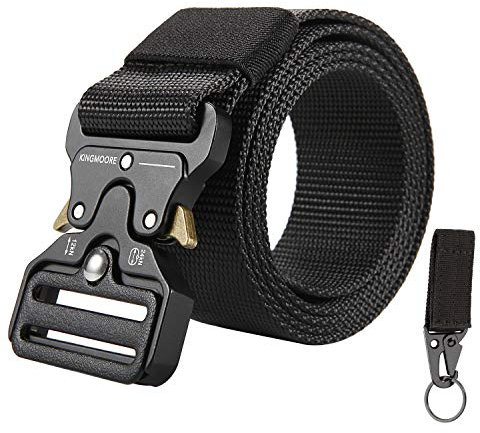KingMoore Men's Tactical Belt Heavy Duty Webbing Belt Adjustable Military Style Nylon Belts with Metal Buckle