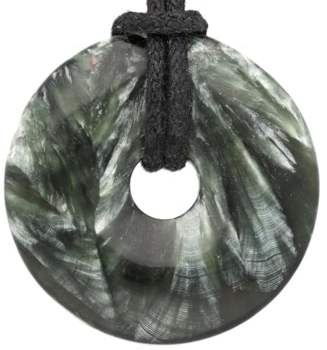 Lebensquelle Plus Edelstein Donut Ø 30 mm + Baumwollband | Naturstein Anhänger Halskette | Echte Heilsteinkette inkl. Band