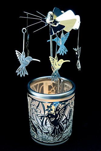 Pyramide/Rondell Silber Teelichtglas im Geschenkkarton Set inkl. Dufthänger (Kolibri)