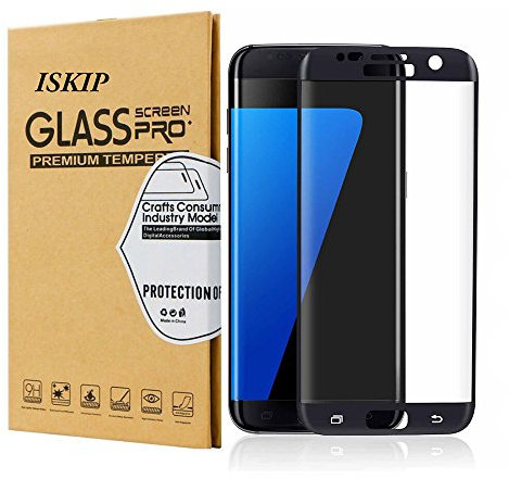 ISKIP Protecteur d’écran pour Samsung Galaxy S7 Edge, en verre trempé, film à couverture intégrale 4D