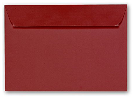 ARTOZ 300x Briefumschläge DIN C6 Weinrot (Rot) - 16,2 x 11,4 cm - haftklebend - gerippte Kuverts ohne Fenster - Serie Artoz 1001