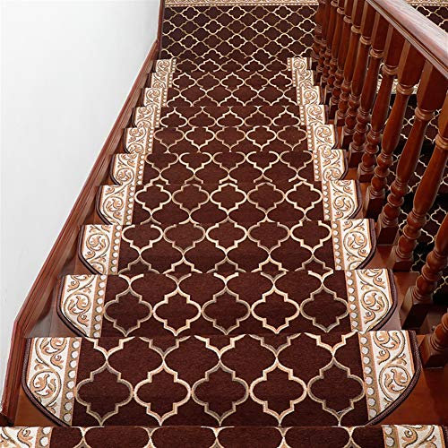 LIVEINU Moderner Stil Selbstklebend Stufenmatten Treppen Teppich Halbrund Waschbar Starke Befestigung Anthrazit Treppen-Matten 24x65cm (15 Stück) Kaffee