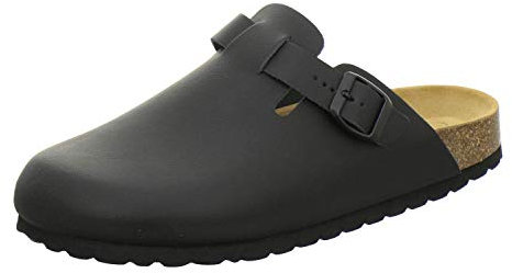 AFS-Schuhe 3900 Zoccoli Uomo Comode Pantofole Uomo Pantofole Pantofole Pantofole in Pelle Made in Germany, Nero liscio, 43 EU