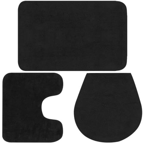 vidaXL Badematte 3-TLG. Anthrazit Badteppich Badvorleger Deckelbezug Bad Set