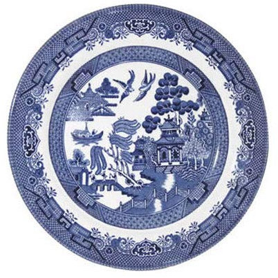 Churchill Blue Willow Side Plate Set of 4, Handmade Ceramic, Traditional Blue Willow Style, 17cm Round, 4 Pieces