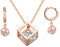 Yumilok Damen-Ohrstecker Halskette Kette mit Zauberwürfel Würfel Anhänger Zirkonia Solitär Ohrringe Creolen Schmucksets Geschenk für Frauen Mädchen Roségold