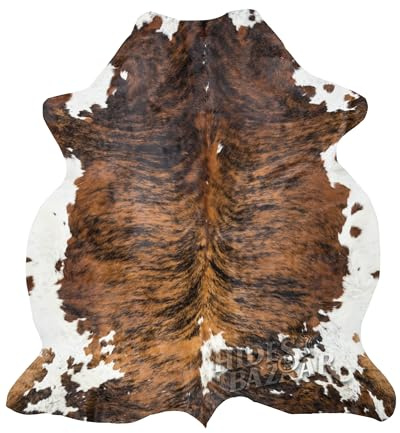 HIDES BAZAAR Brown Brindle Cowhide Rug 5x7 ft, Real Hair on Hide Area Rug