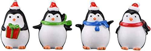 4 Stück Cupcake-Topper Für Weihnachten Weihnachts-Pinguin-Ornamente Mini-Pinguine-Figuren Gartensprüher Wasserkocher Weihnachtsdekorationen Weihnachtsfiguren Kleine Tiere Werkzeug