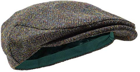 Borges & Scott Nevis Schirmmütze – Schiebermütze aus 100% handgewebter Wolle - Harris Tweed - wasserabweisend - Waldfarbe 62cm