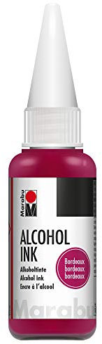 Marabu 12160059034 - Alcohol Ink bordeaux, 20 ml, Alkoholtinte, für Fluid Art, Resin Art und Epoxidharz, für nicht saugende Untergründe, beschichtetes Spezialpapier, Metall, Keramik und Glas